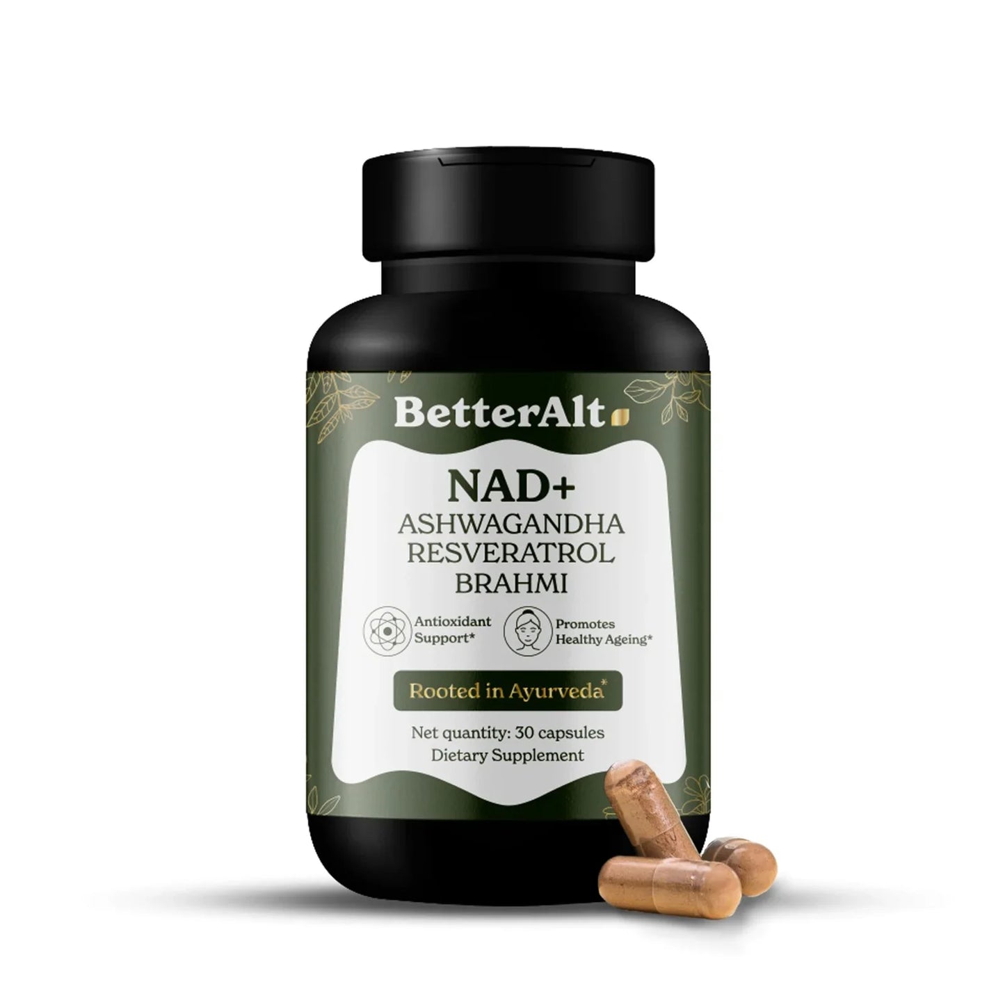 BetterAlt | NAD+ Dietary Supplement- Ashwagandha, Resveratrol, Brahmi- 30ct