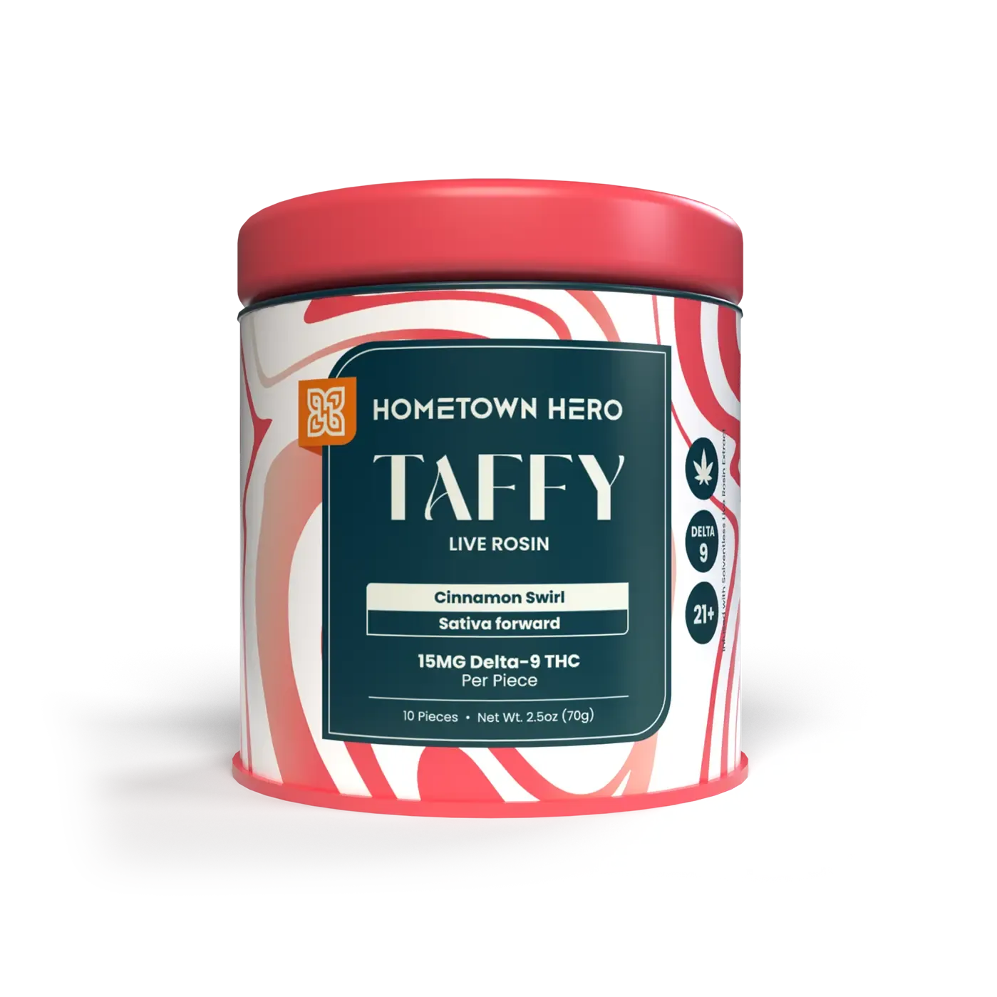 Hometown Hero Red Cinnamon Swirl - Delta-9 Live Rosin Taffy 10ct