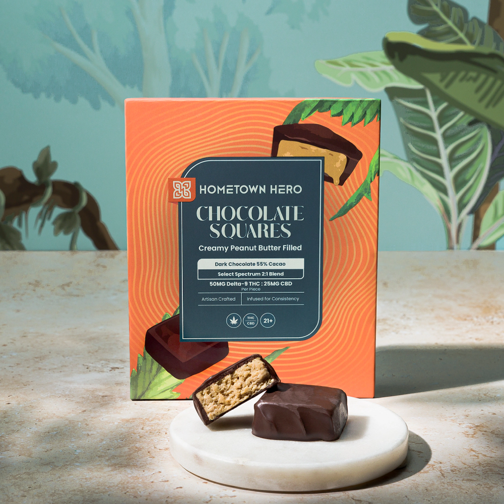 Hometown Hero | Dark Chocolate Peanut Butter Squares - 50mg Each (6ct)