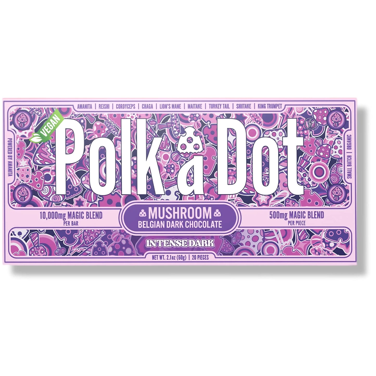 Polk a Dot - Magic Mushroom Chocolate Bar - Intense Dark - 500mg per piece