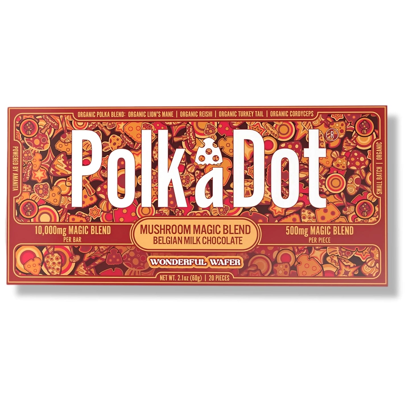 Polk a Dot - Magic Mushroom Chocolate Bar - Wonderful Wafer - 500mg per piece