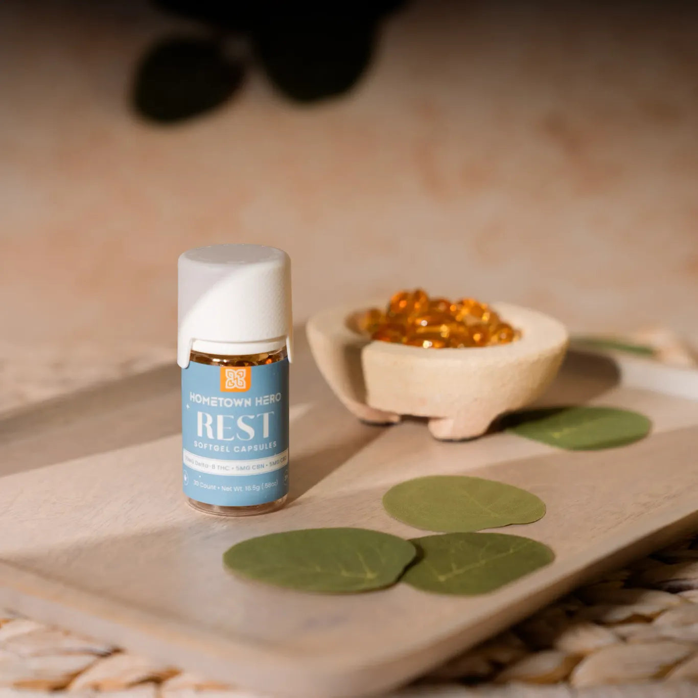 Hometown Hero | REST Softgel Capsules - 25mg Delta-8 THC - 5mg CBN - 5mg CBD