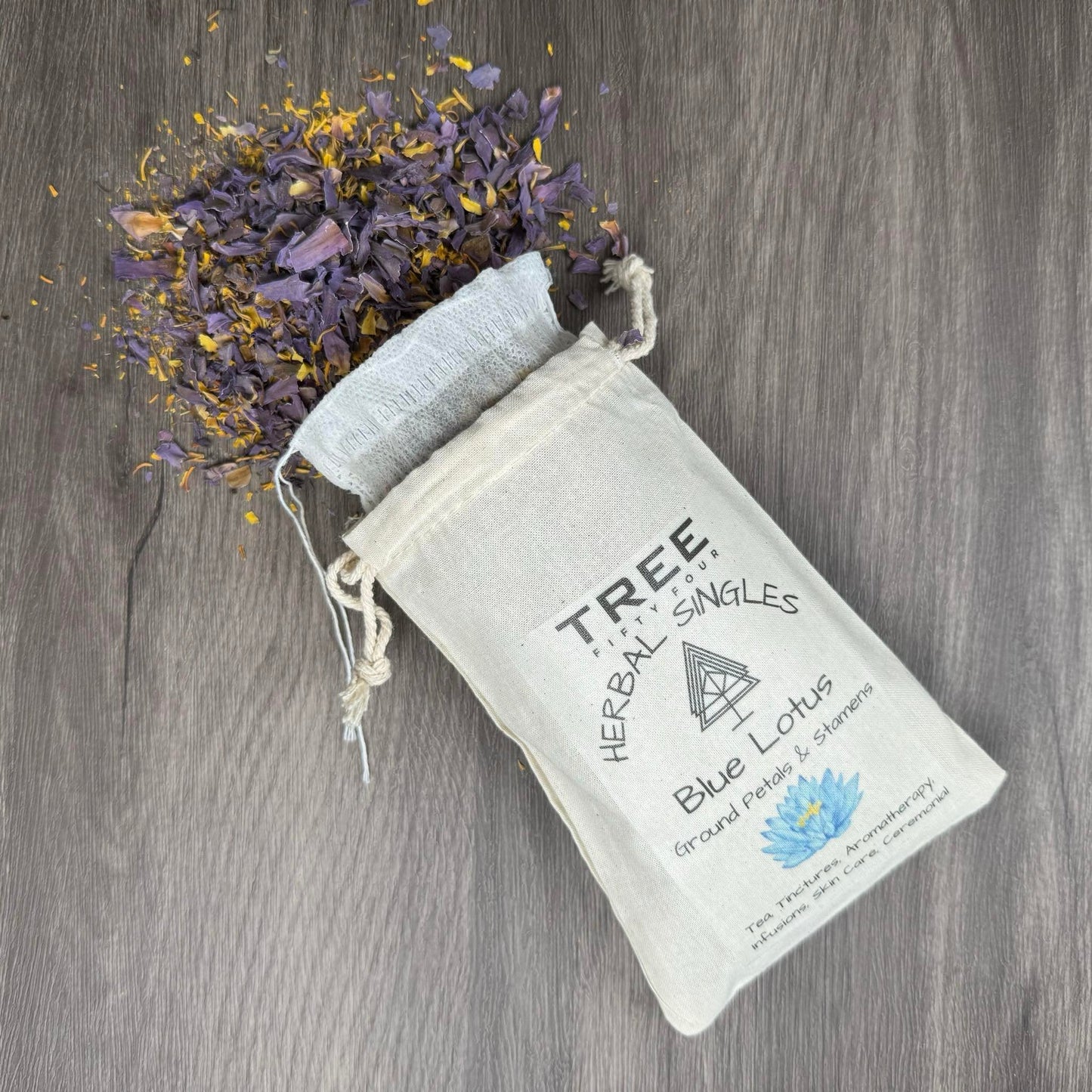 Tree Fifty Four | Blue Lotus Ground Petals & Stamens in Drawstring Sachet | 3oz