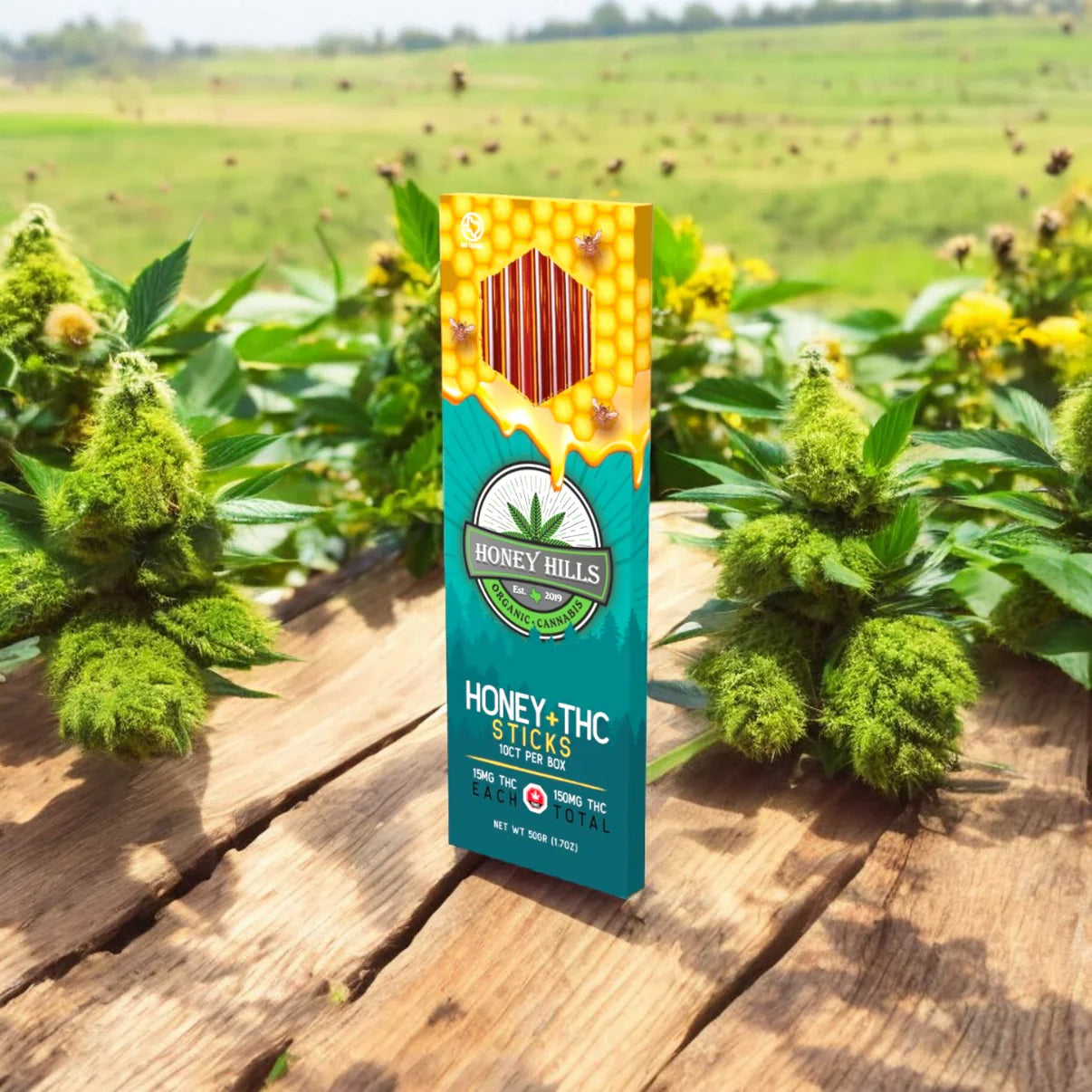 Honey Hills | Delta 9 THC Infused Honey Sticks- 10ct