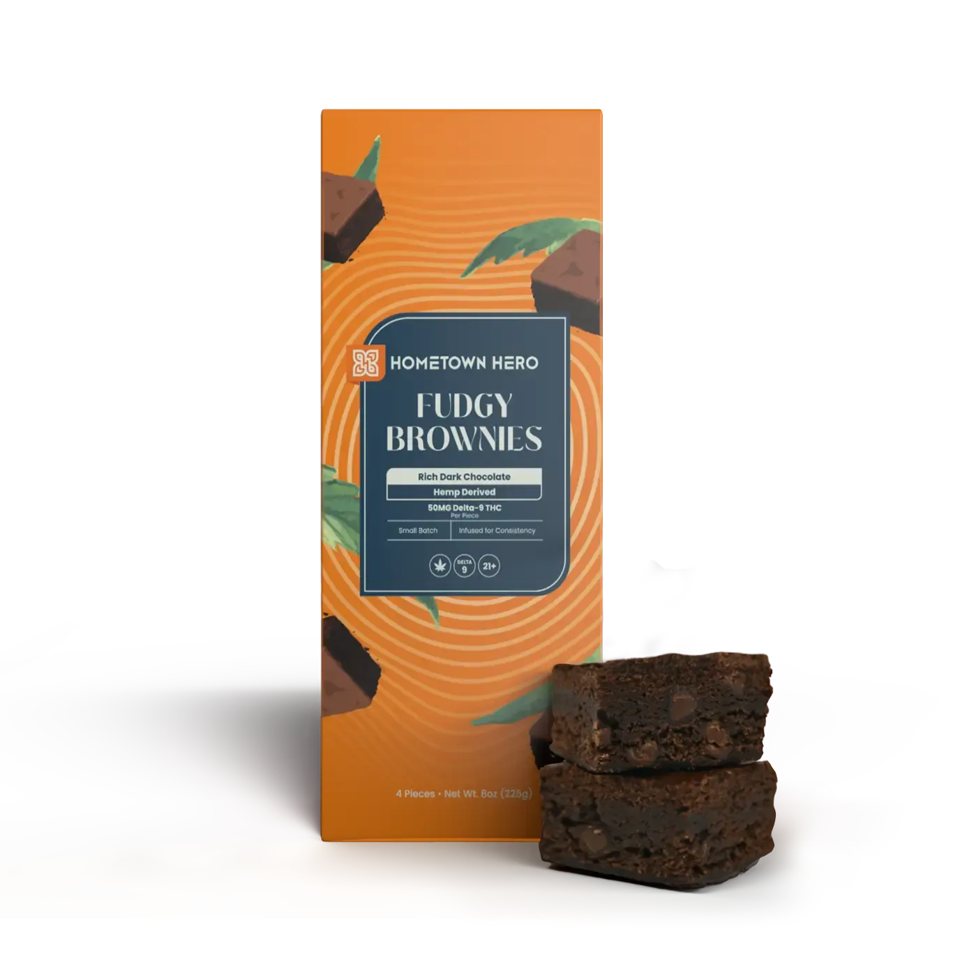Hometown Hero Fudgy Delta-9 Brownies 50mg D9/Pc 4ct