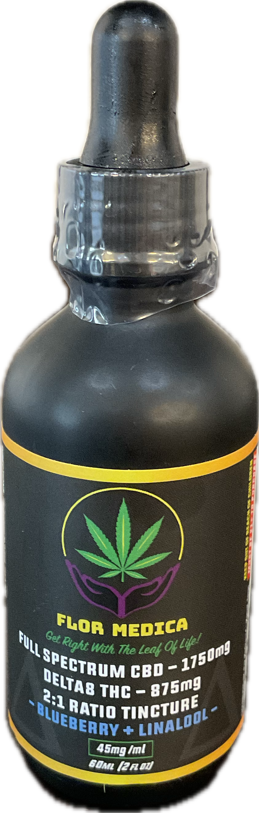 Flor Medica Full Spectrum Hemp Delta-8+CBD 2:1 Blueberry + Linalool 45mg/ml 60ml